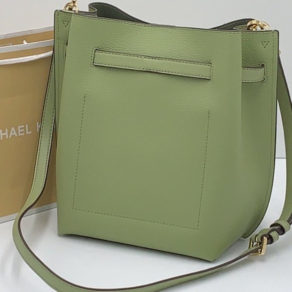 Michael Kors Emilia Small Bucket Bag Messenger Leather Light Sage - Picture 2 of 16